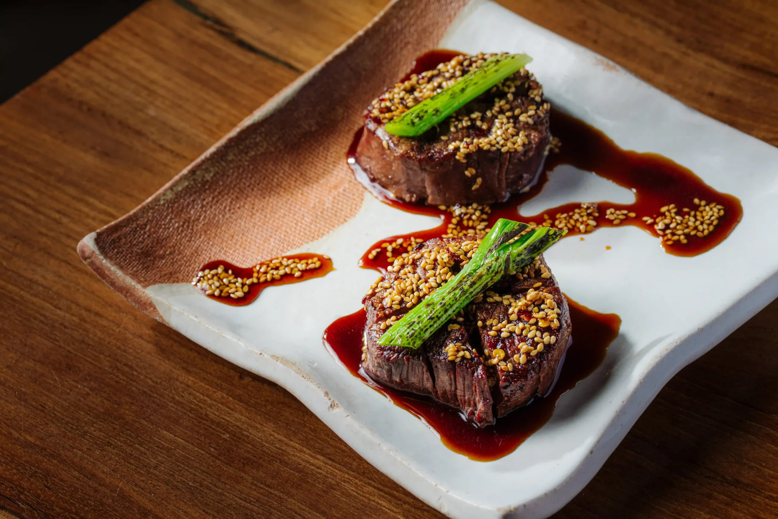 spicy beef tenderloin with sesame, red chili and sweet soy